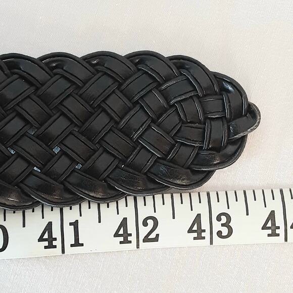 Wide Black Braided Fashion Belt Large Waist Round Wound Buckle - Picture 10 of 11